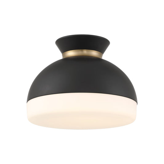 Crystorama Gidget 2Lt 15" Flush Mount, Black/Gold/Etched Opal - GID-4003-MK-VG