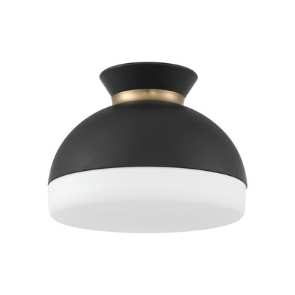 Crystorama Gidget 2Lt 15" Flush Mount, Black/Gold/Etched Opal