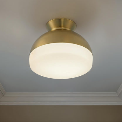 Crystorama Gidget 2Lt 15" Flush Mount, Vibrant Gold/Etched Opal