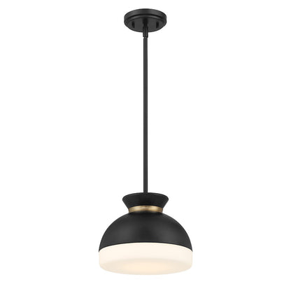 Crystorama Gidget 1 Light Mini Pendant, Black/Gold/Etched Opal - GID-4005-MK-VG