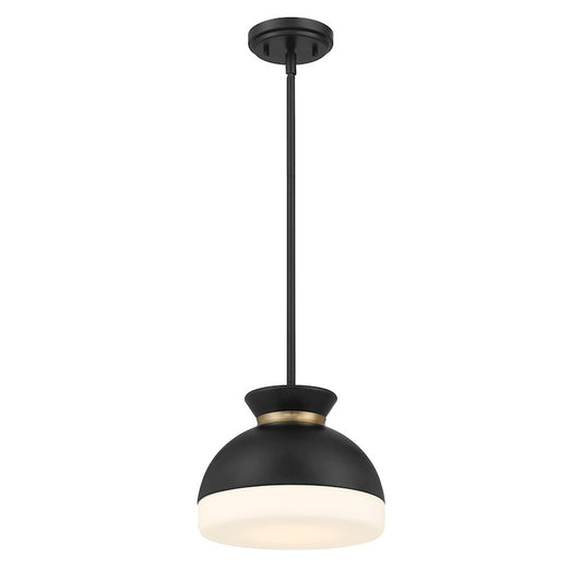 Crystorama Gidget 1 Light Mini Pendant, Black/Gold/Etched Opal - GID-4005-MK-VG