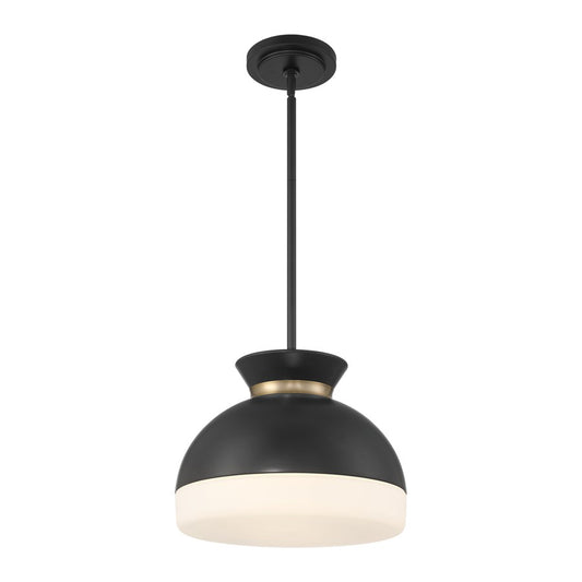 Crystorama Gidget 2Lt 15" Mini Pendant, Black/Gold/Etched Opal - GID-4015-MK-VG