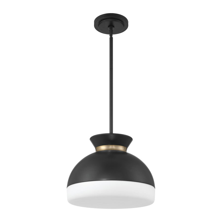 Crystorama Gidget 2Lt 15" Mini Pendant, Black/Gold/Etched Opal