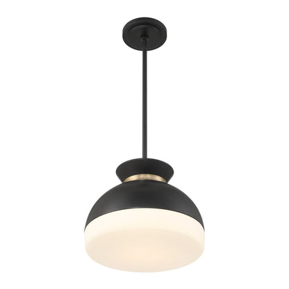 Crystorama Gidget 2Lt 15" Mini Pendant, Black/Gold/Etched Opal