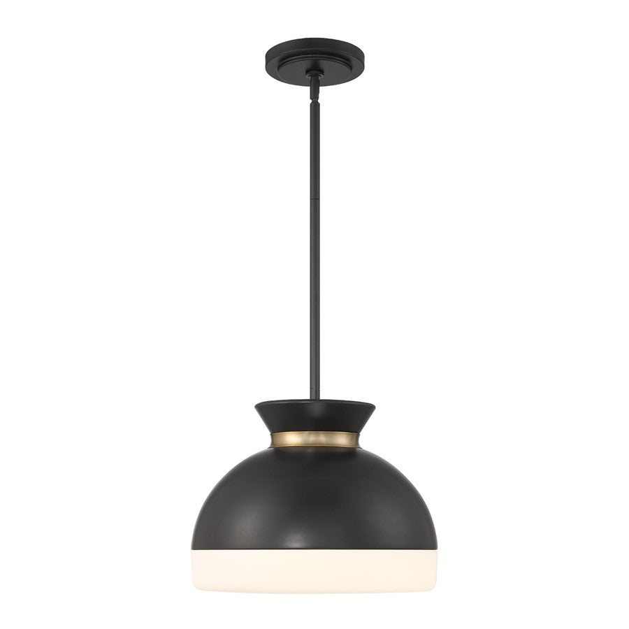 Crystorama Gidget 2Lt 15" Mini Pendant, Black/Gold/Etched Opal