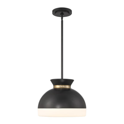 Crystorama Gidget 2Lt 15" Mini Pendant, Black/Gold/Etched Opal