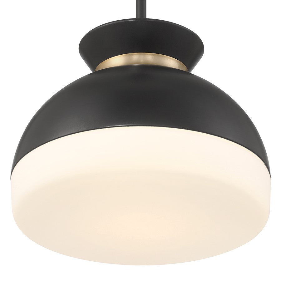 Crystorama Gidget 2Lt 15" Mini Pendant, Black/Gold/Etched Opal