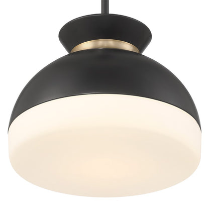 Crystorama Gidget 2Lt 15" Mini Pendant, Black/Gold/Etched Opal