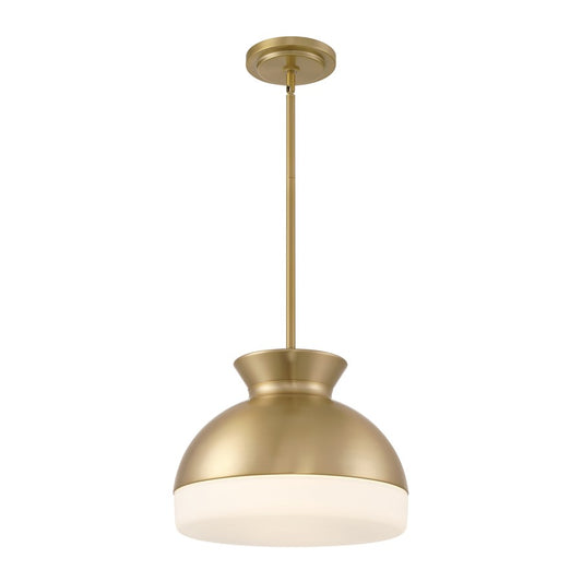 Crystorama Gidget 2 Light 15" Pendant, Vibrant Gold/Etched Opal - GID-4015-VG