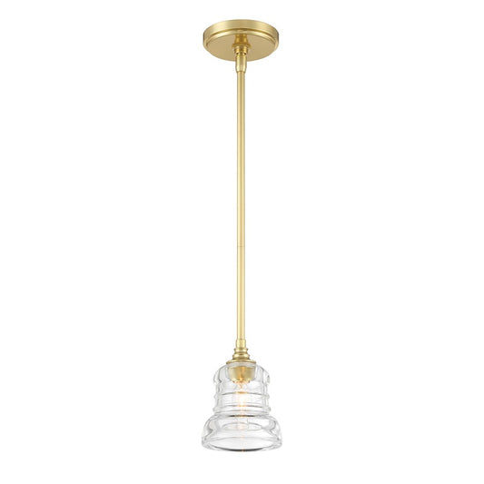 Crystorama Gregory 1 Light Mini Pendant, Aged Brass/Clear - GRG-1040-AG