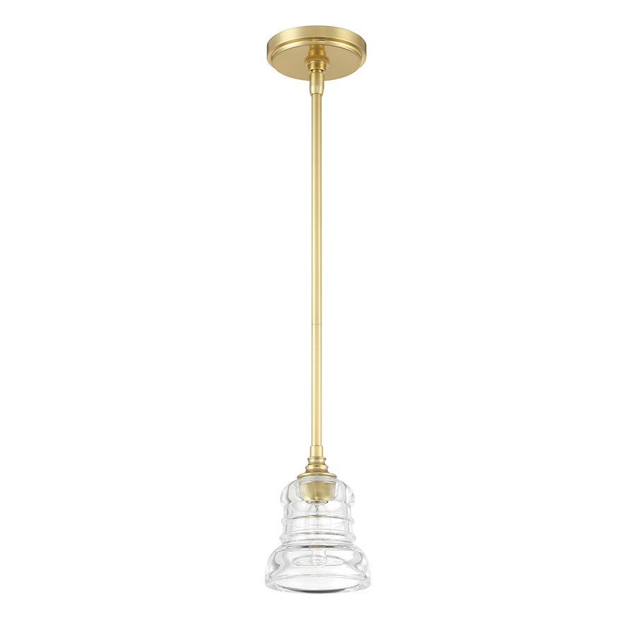 Crystorama Gregory 1 Light Mini Pendant, Aged Brass/Clear