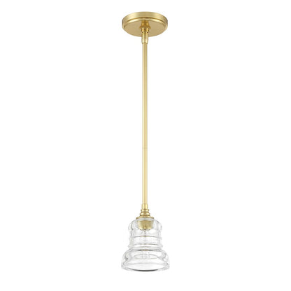Crystorama Gregory 1 Light Mini Pendant, Aged Brass/Clear