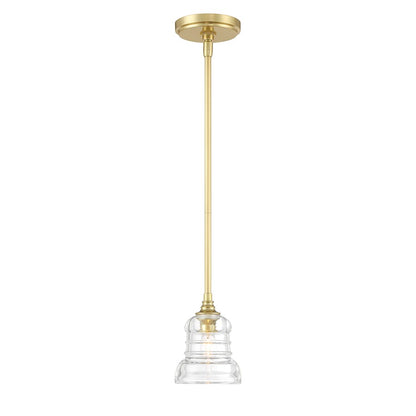 Crystorama Gregory 1 Light Mini Pendant, Aged Brass/Clear