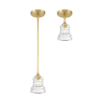 Crystorama Gregory 1 Light Mini Pendant, Aged Brass/Clear