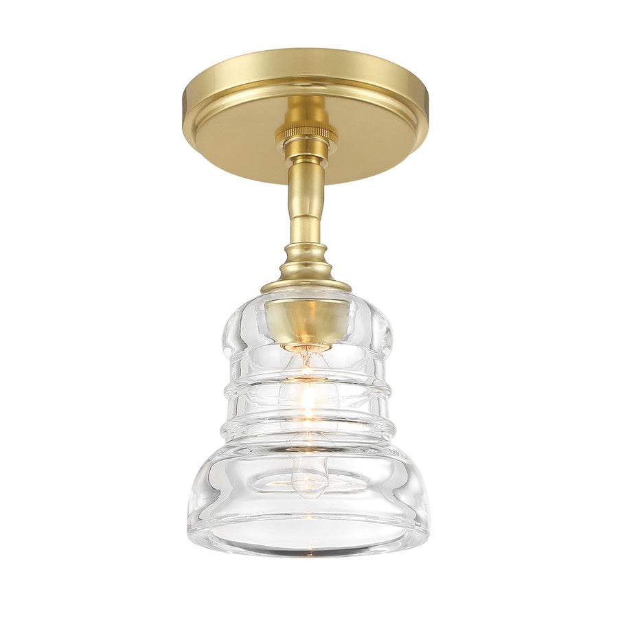 Crystorama Gregory 1 Light Semi Flush Mount, Brass/Clear - GRG-1040-AG-CEILING