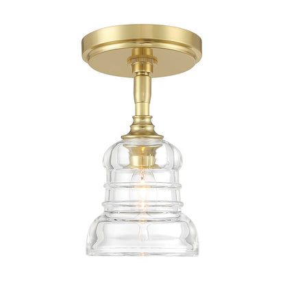 Crystorama Gregory 1 Light Semi Flush Mount, Brass/Clear