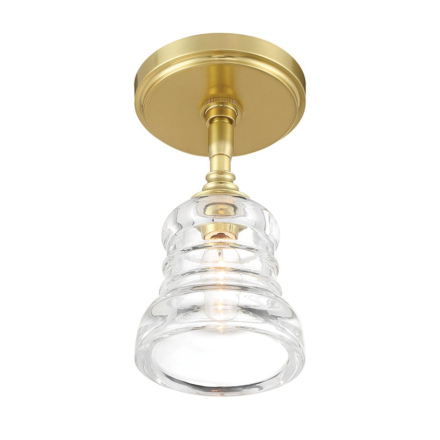 Crystorama Gregory 1 Light Semi Flush Mount, Brass/Clear