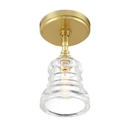 Crystorama Gregory 1 Light Semi Flush Mount, Brass/Clear
