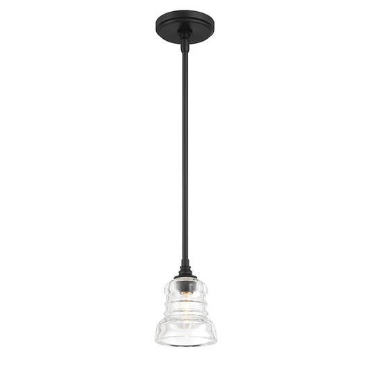 Crystorama Gregory 1 Light Mini Pendant, Matte Black/Clear - GRG-1040-MK