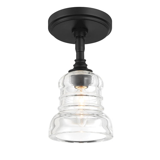 Crystorama Gregory 1 Light Semi Flush Mount, Black/Clear - GRG-1040-MK-CEILING