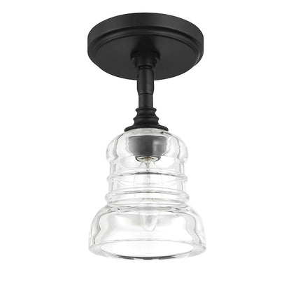 Crystorama Gregory 1 Light Semi Flush Mount, Black/Clear