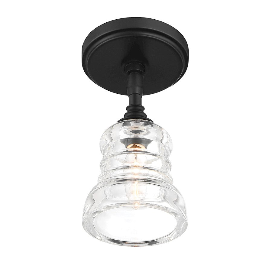 Crystorama Gregory 1 Light Semi Flush Mount, Black/Clear