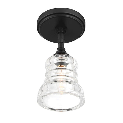 Crystorama Gregory 1 Light Semi Flush Mount, Black/Clear
