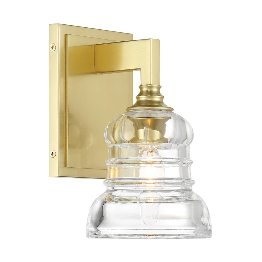 Crystorama Gregory 1 Light Sconce, Aged Brass/Clear - GRG-1041-AG