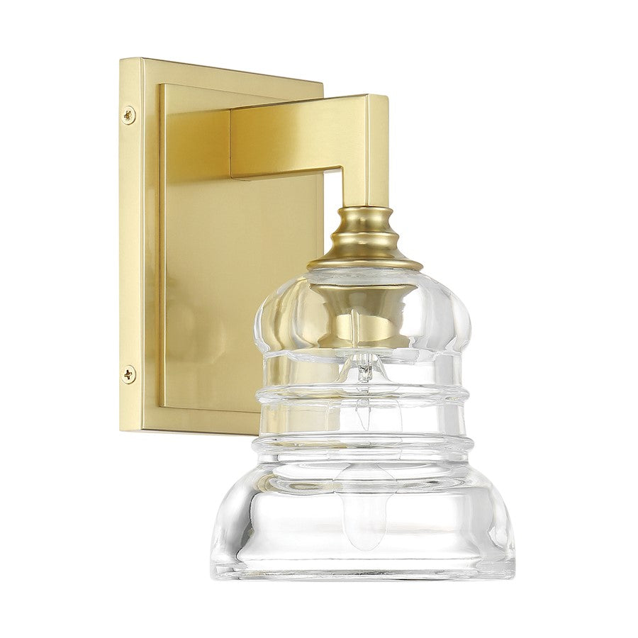 Crystorama Gregory 1 Light Sconce, Aged Brass/Clear