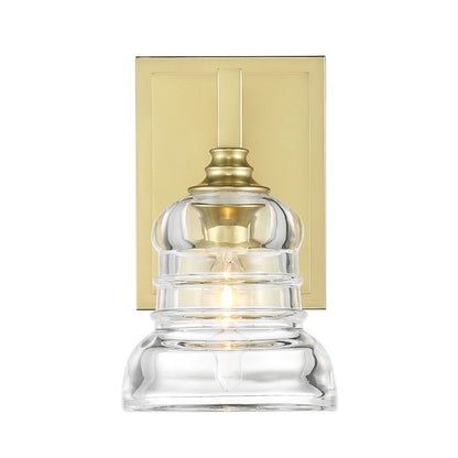 Crystorama Gregory 1 Light Sconce, Aged Brass/Clear