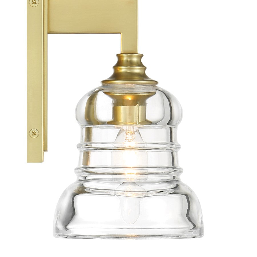 Crystorama Gregory 1 Light Sconce, Aged Brass/Clear