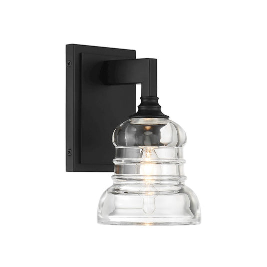 Crystorama Gregory 1 Light Sconce, Matte Black/Clear - GRG-1041-MK