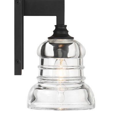 Crystorama Gregory 1 Light Sconce, Matte Black/Clear