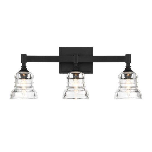 Crystorama Gregory 3 Light Bath Light, Matte Black/Clear - GRG-1043-MK