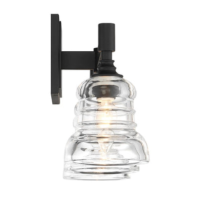 Crystorama Gregory 3 Light Bath Light, Matte Black/Clear