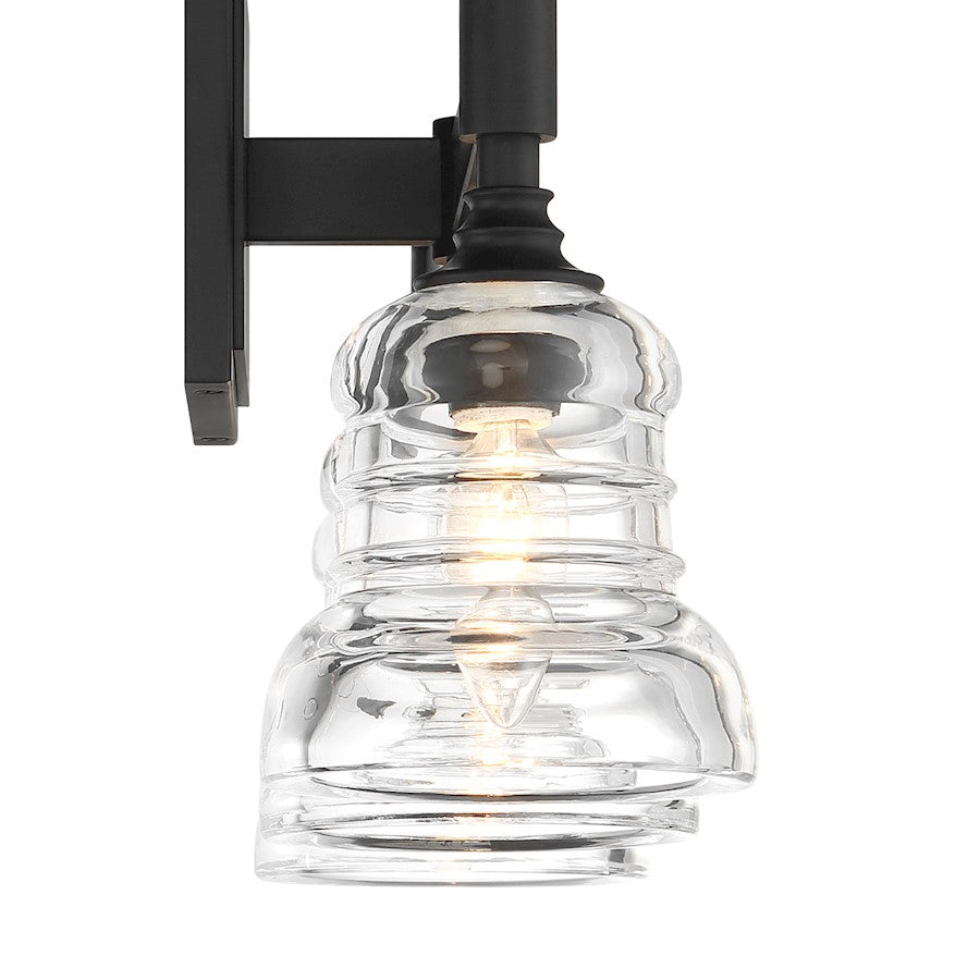 Crystorama Gregory 3 Light Bath Light, Matte Black/Clear