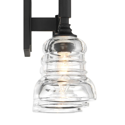 Crystorama Gregory 3 Light Bath Light, Matte Black/Clear