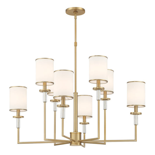 Crystorama Hatfield 8 Light Chandelier, Vibrant Gold/White - HAT-478-VG