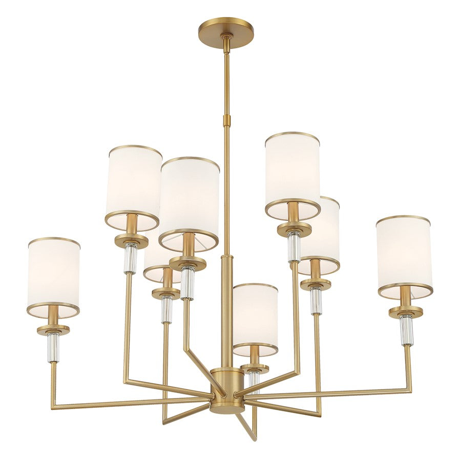 Crystorama Hatfield 8 Light Chandelier, Vibrant Gold/White