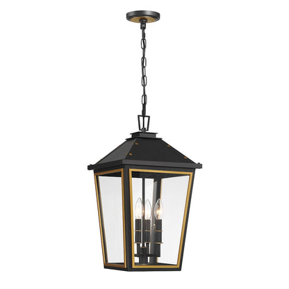 Crystorama Hawkins 4 Light Outdoor Pendant, Black/Textured Gold - HAW-605-MK-TG