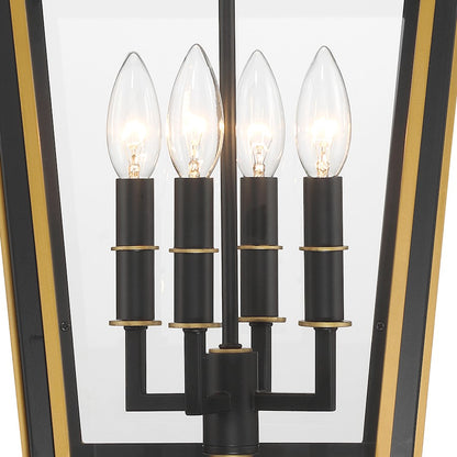 Crystorama Hawkins 4 Light Outdoor Pendant, Black/Textured Gold