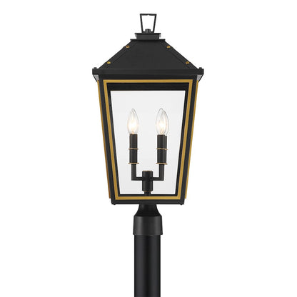 Crystorama Hawkins 4 Light Outdoor Post, Black/Textured Gold