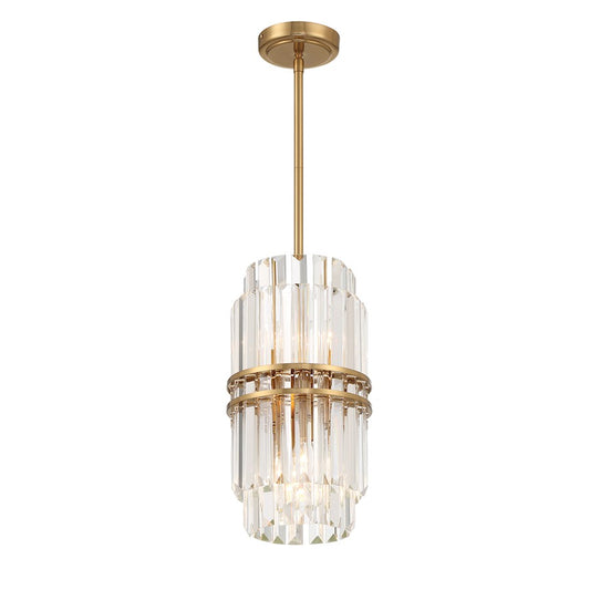 Crystorama Hayes 4 Light Mini Pendant, Aged Brass - HAY-1401-AG