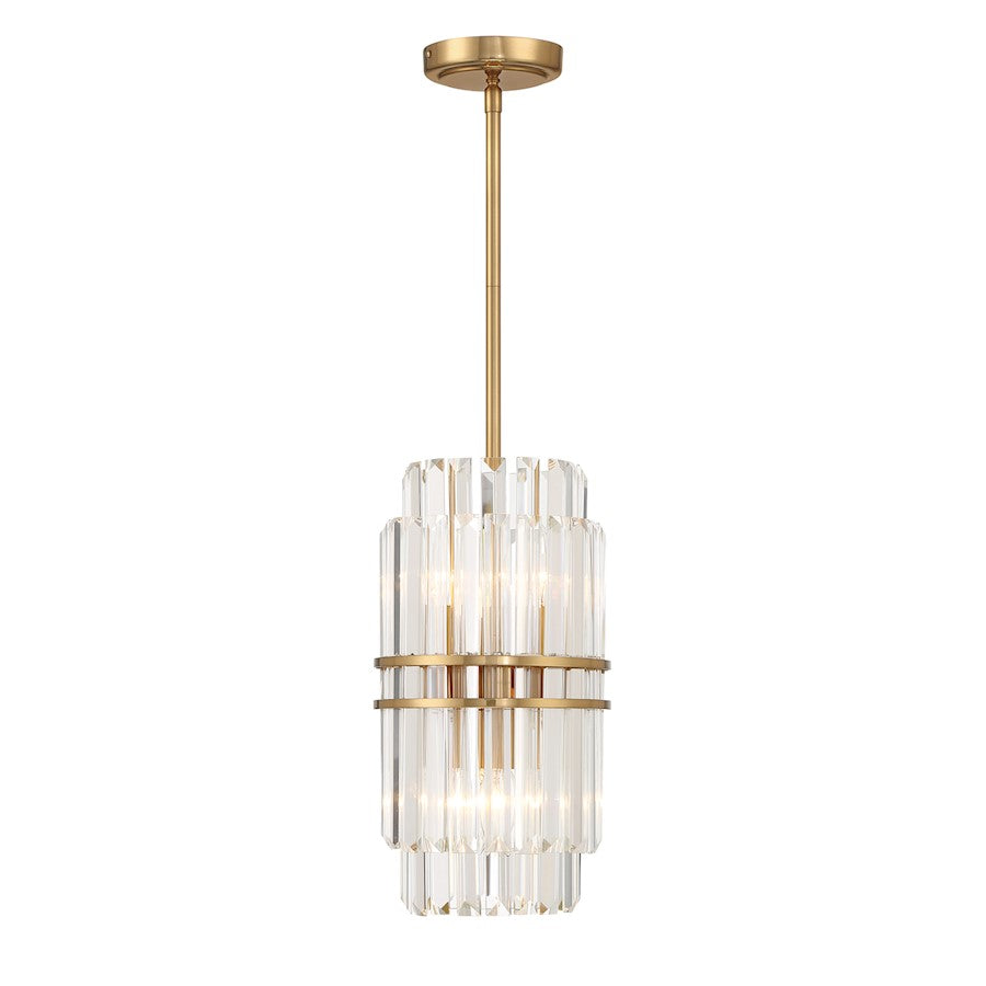 4 Light Mini Pendant, Aged Brass