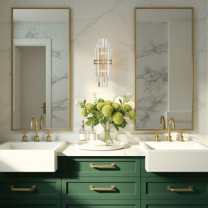 Crystorama Hayes 2 Light 7.5" Sconce, Aged Brass/Clear
