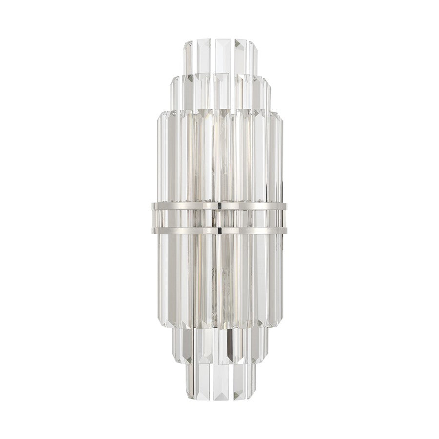 Crystorama Hayes 2 Light 7.5" Sconce, Polished Nickel/Clear