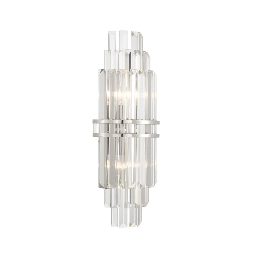 Crystorama Hayes 2 Light 7.5" Sconce, Polished Nickel/Clear