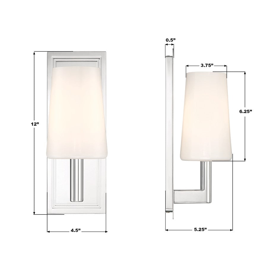 Crystorama Hogan 1 Light 4.5" Sconce, Polished Chrome