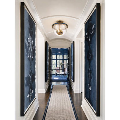 Crystorama Herrick 13in 4-Light Semi-Flush Mount | Contemporary Luxe Gold and Navy Steel with Clear Glass | Entryway & Hallway Ceiling Light | Model HRK-2500-LG-NY