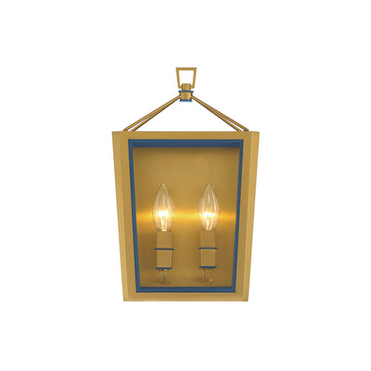 Crystorama Herrick 7.75in 2-Light Wall Sconce | Contemporary Luxe Gold and Navy Steel with Clear Glass | Bathroom & Hallway Accent Light | Model HRK-2501-LG-NY